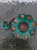 Porta Incienso color verde con forma de flor de loto (Ashta Mangala y Buda).