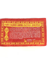 Incienso De Mecha Aroma Sagrado (Vajra Sacred-Aroma Incense Dhupaya).  Contiene 33 unidades.   Hecho a mano en Nepal. - www.eltercerojo.cl
