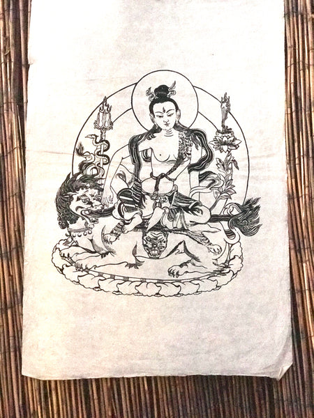 PA0021 - Avalokiteshvara en papel Lokta - Arte Tibetano Hecho En Nepal.