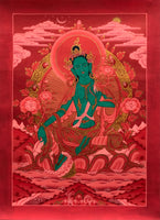 Thangka Tara Verde Calidad Premium - Arte Tibetano Hecho En Nepal.
