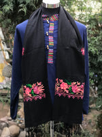 Pashmina Color Negro 0009, mezcla de Cahsmere. Hecho en Nepal, la tierra de Buda y los Himalayas. - www.eltercerojo.cl