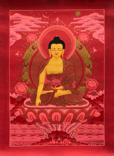 Thangka Shakyamuni Buda Gautama Calidad Premium - Arte Tibetano Hecho En Nepal.