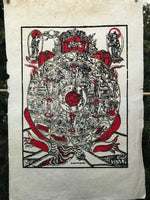PA0017 - Rueda del Samsara pintada en papel Lokta - Arte Tibetano Hecho En Nepal.
