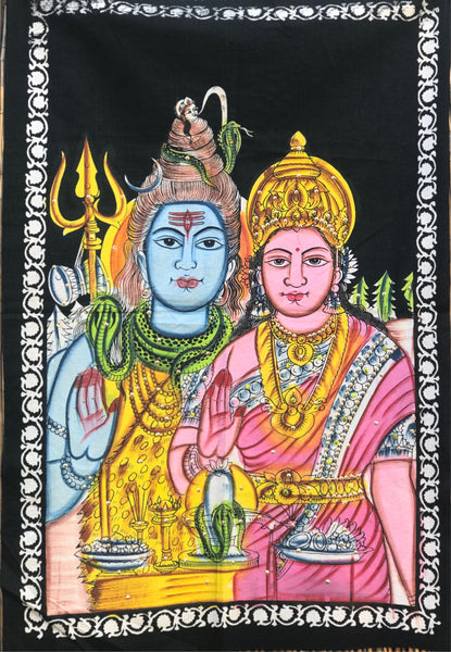 Colgante GOB0021. Tapete a muro de Shiva y Parvati. 86 cms de alto por 59 cms de ancho.