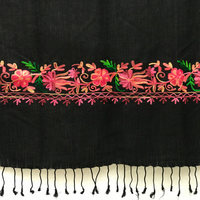 Pashmina Color Negro 0009, mezcla de Cahsmere. Hecho en Nepal, la tierra de Buda y los Himalayas. - www.eltercerojo.cl