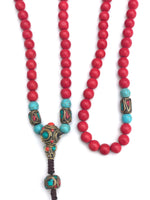 Mala o Japa Mala De Coral Rojo Hilado Por Artesanos De Nepal. - www.eltercerojo.cl