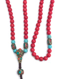 Mala o Japa Mala De Coral Rojo Hilado Por Artesanos De Nepal. - www.eltercerojo.cl