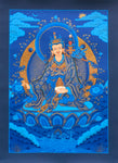 Thangka Guru Rinpoche Calidad Premium (Azul 2) - Arte Tibetano Hecho En Nepal.