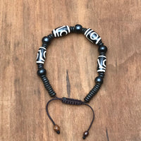 Pulsera h.u.e.s.o de Yak con cuentas de símbolo protección Tibetano (Ojo Dzi).