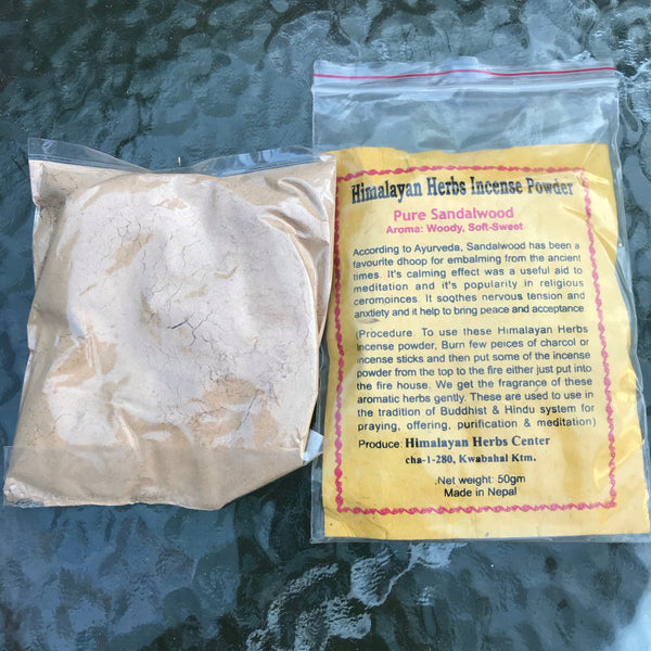 Incienso En Polvo Sándalo Puro (50 gramos aprox). Hecho a mano en Nepal.