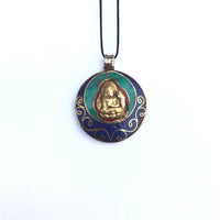 Colgante Intencionado Protección Buda Gautama (Siddharta). Color piedra turquesa y lapislázuli. Arte Tibetano. - www.eltercerojo.cl