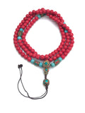 Mala o Japa Mala De Coral Rojo Hilado Por Artesanos De Nepal. - www.eltercerojo.cl